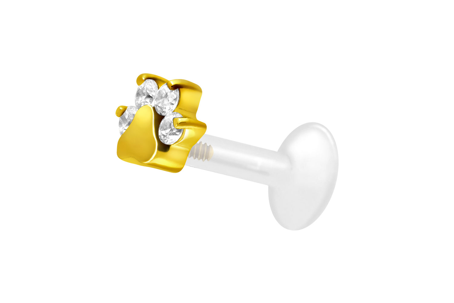 PTFE Labret Piercing mit Innengewinde + Titan-Aufsatz KRISTALLPFOTE